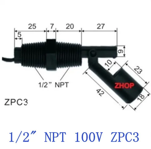 

Пластиковый бортовой Поплавковый датчик уровня жидкости 100V 1/2 "NPT ZPC3
