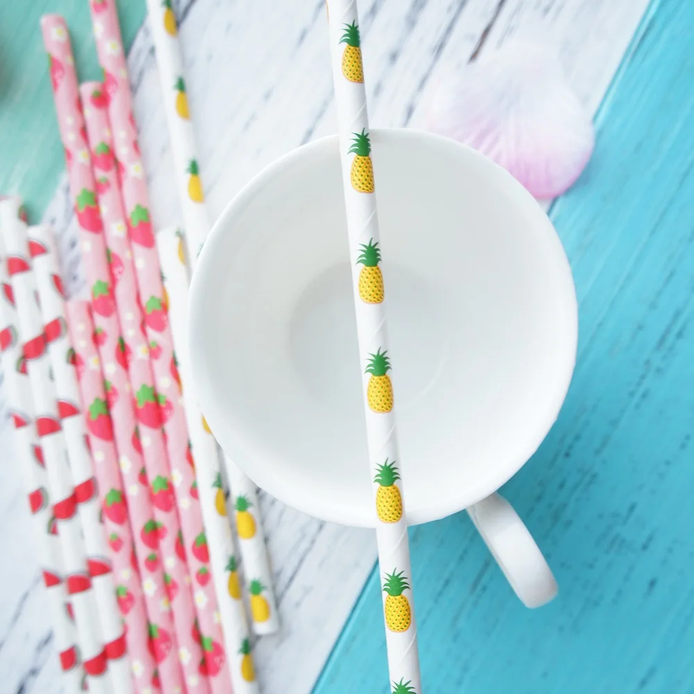 25 шт. бумажные трубочки для питья в виде клубники арбуза ананаса|decorative