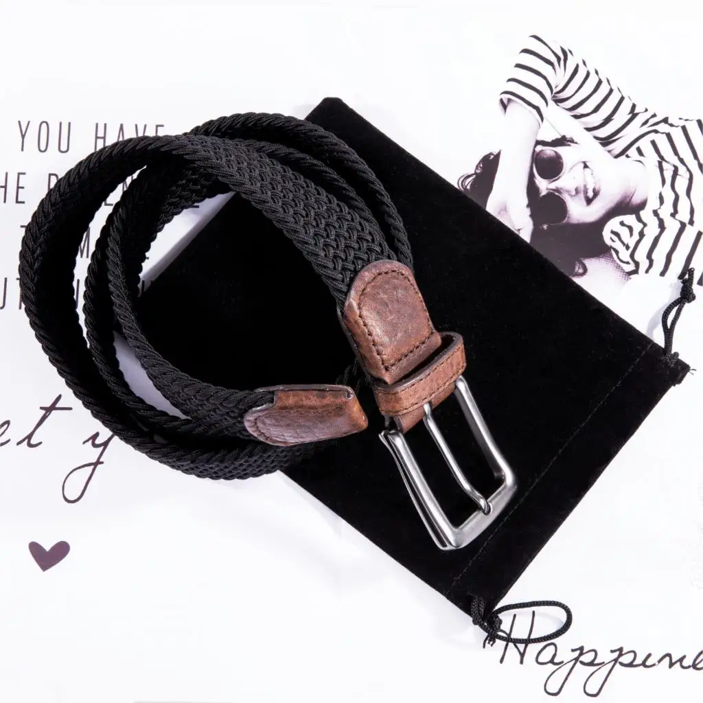 Hi Tie Высокое качество Pin вязаный ремень для женщин мужчин черный серый коричневый