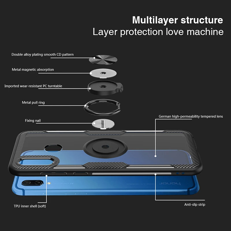 Гибридный чехол для VIVO Y85 X21 NEX S V9 X23 360 кольцевой Держатель подставка