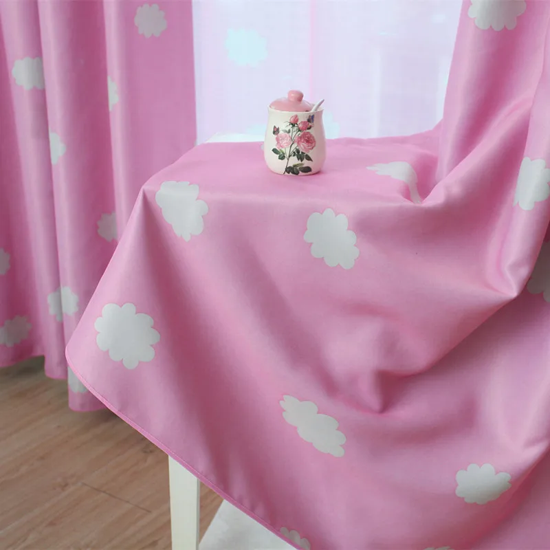 XYZLS милые розовые тюлевые занавески с облаками светонепроницаемые для гостиной