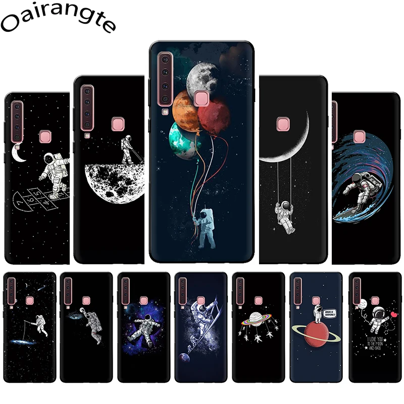 Space Love Луна астронавт мягкий чехол для мобильного телефона Samsung Galaxy A6 7 8 9 2018 A10 30 40 50