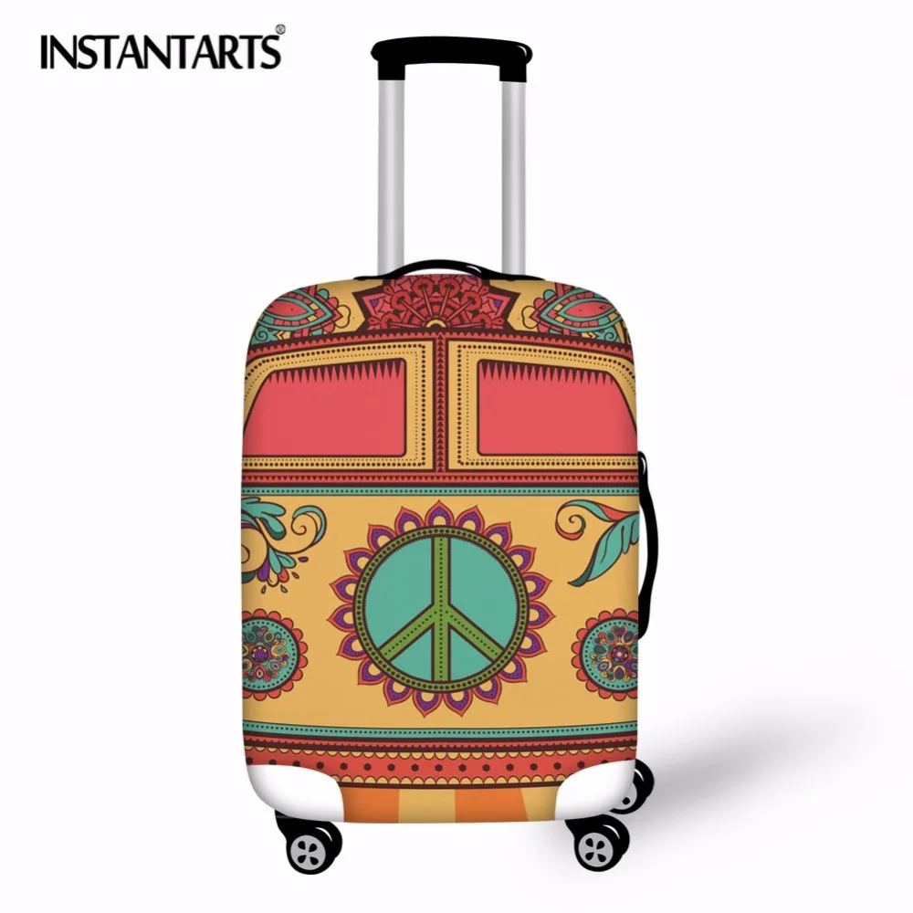 

INSTANTARTS Hippie Van Print Suitcase Protective Cover Elastic Dust Bags Case Travel Accessories Thick Luggage Protector Cases
