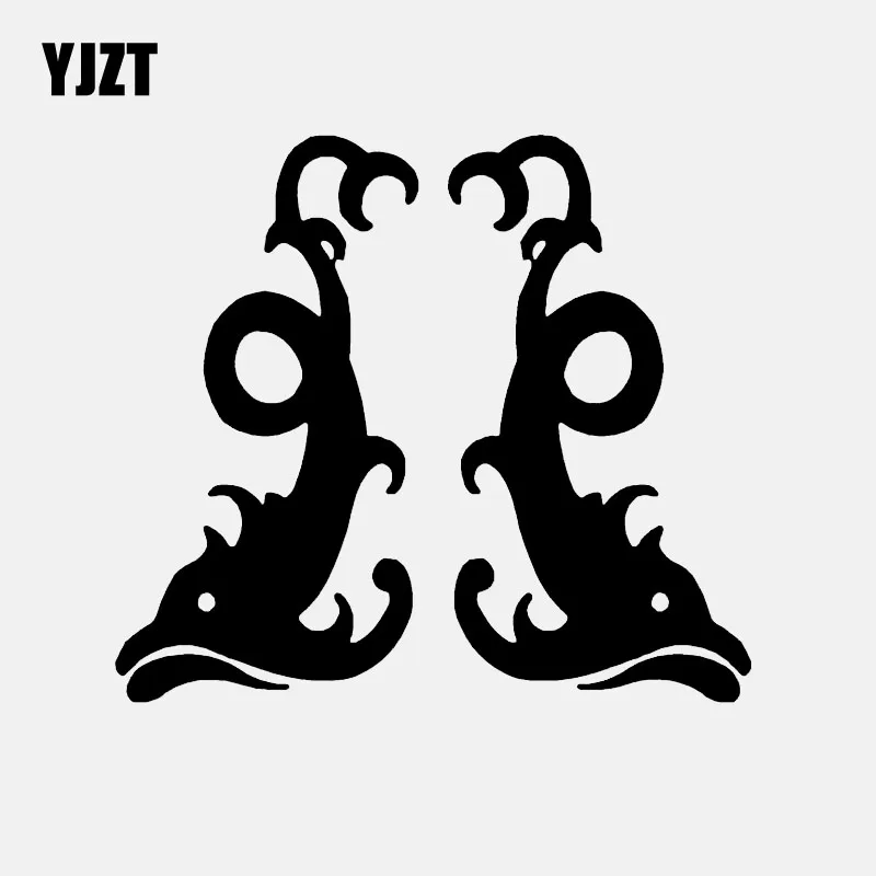 

YJZT 7CM*12.8CM *2 Pair of Tribal Fish Car Sticker Vinyl Decal Black/Silver C24-0422