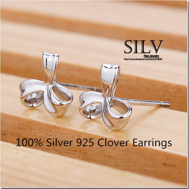 Серебряные ювелирные изделия 100% клевер серьги 925 серебро Высокое качество!