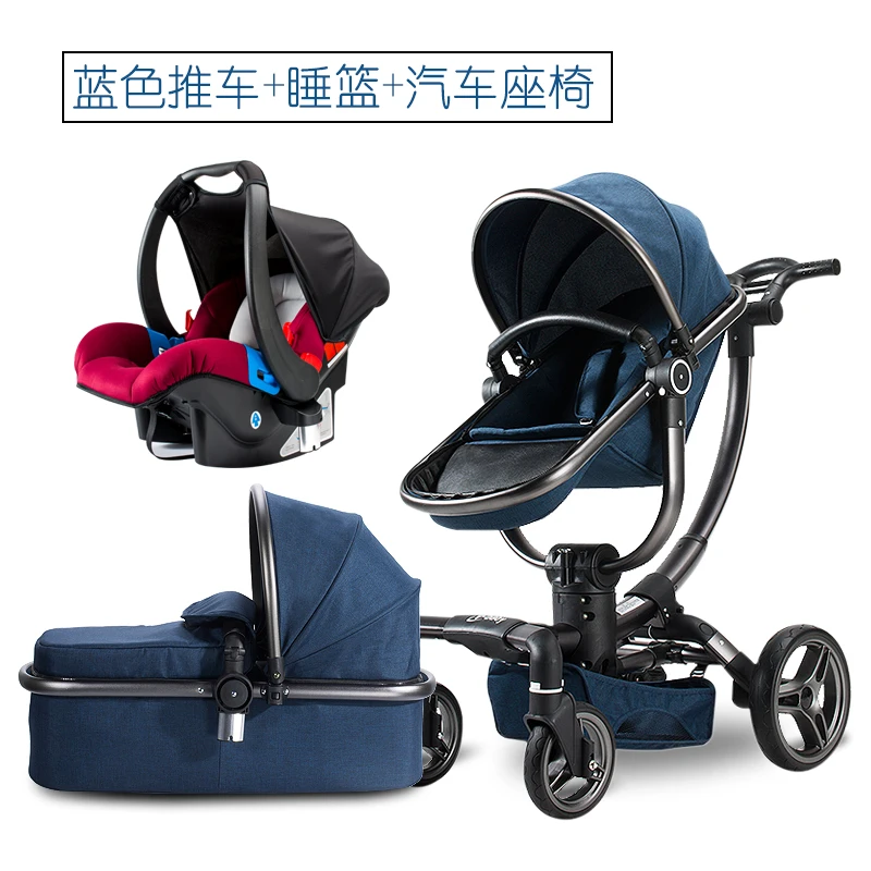 V-baby Роскошная многофункциональная дорожная коляска с высоким обзором, детская коляска, багги, переносная Складная коляска с четырьмя колесами для новорожденных - Цвет: Слоновая кость