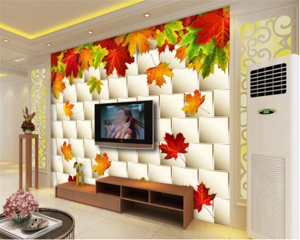 Обои для гостиной осень золотые осенние листья клен мягкая упаковка стены 3D ТВ