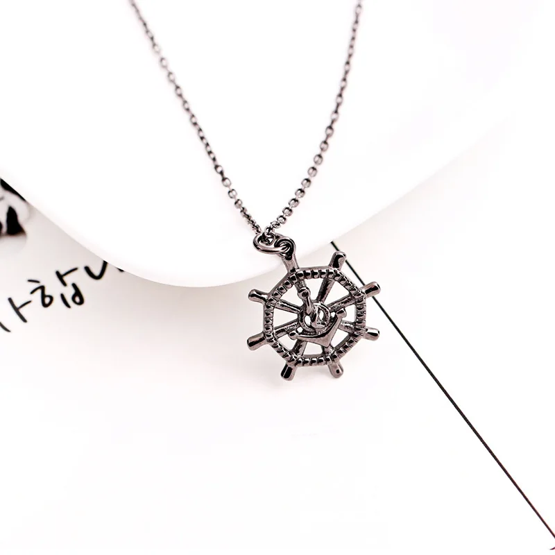 rudder black helm necklace 100% 925 Sterling silver nacklace Jewellery Clavicle chain pendant charms | Украшения и аксессуары