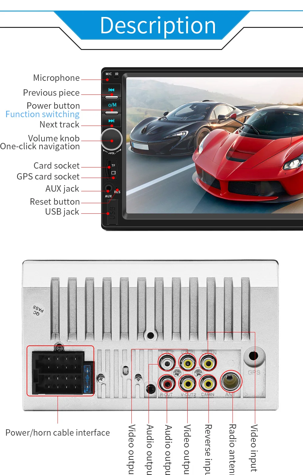 7018B Autoestereo кассетный плеер 12V мультимедийный плеер " 2din автомобильный радиоприемник Hd 1080P изображение при движении задним ходом Mp5 плеер Авто Радио Bluetooth