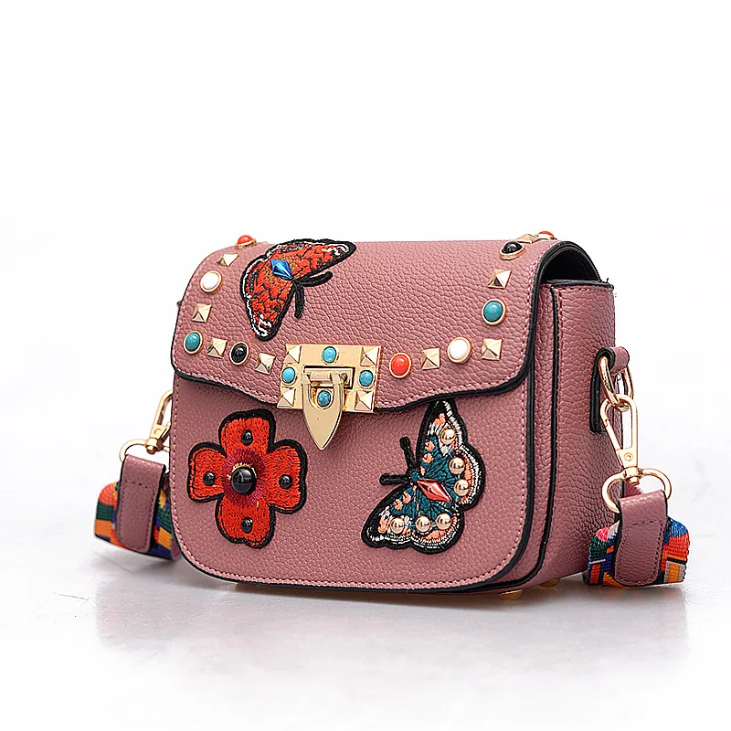 2017 женские сумки мессенджеры с цветочной вышивкой бабочки сумка через плечо