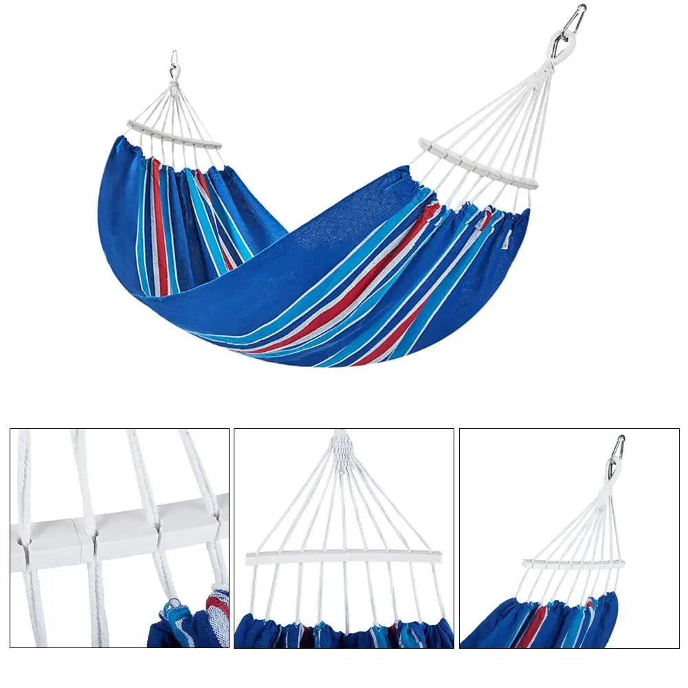 spesifikasi 210X150Cm Alas Gantung Kursi Gantung Ayunan Taman Berkemah Kanvas Portabel Luar Ruangan Untuk Perjalanan Backpacking Biru Hijau