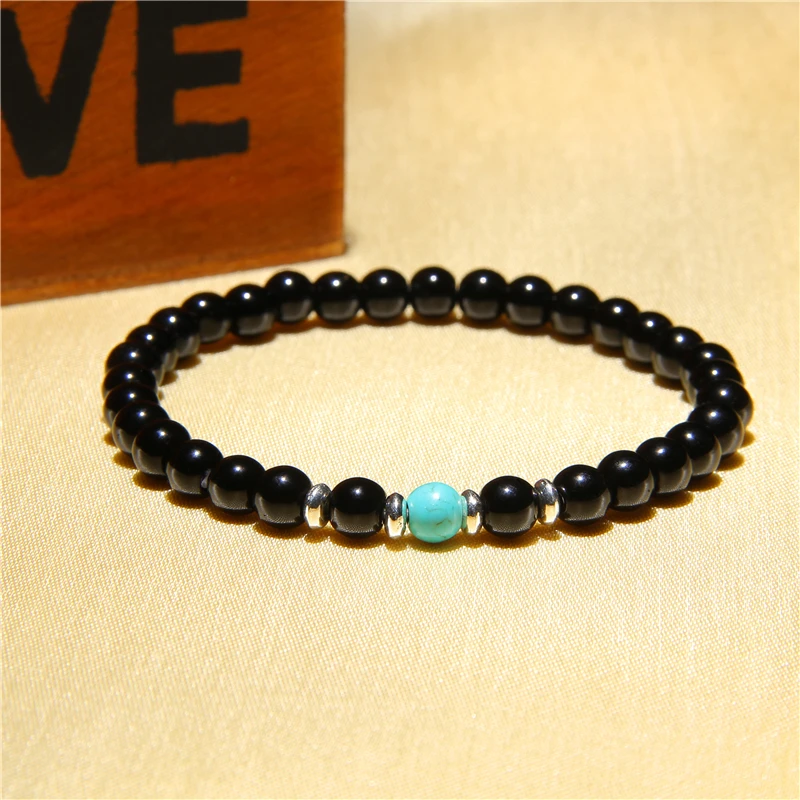 Черные круглые бусины диаметром 6 мм натуральный полированный королевский синий