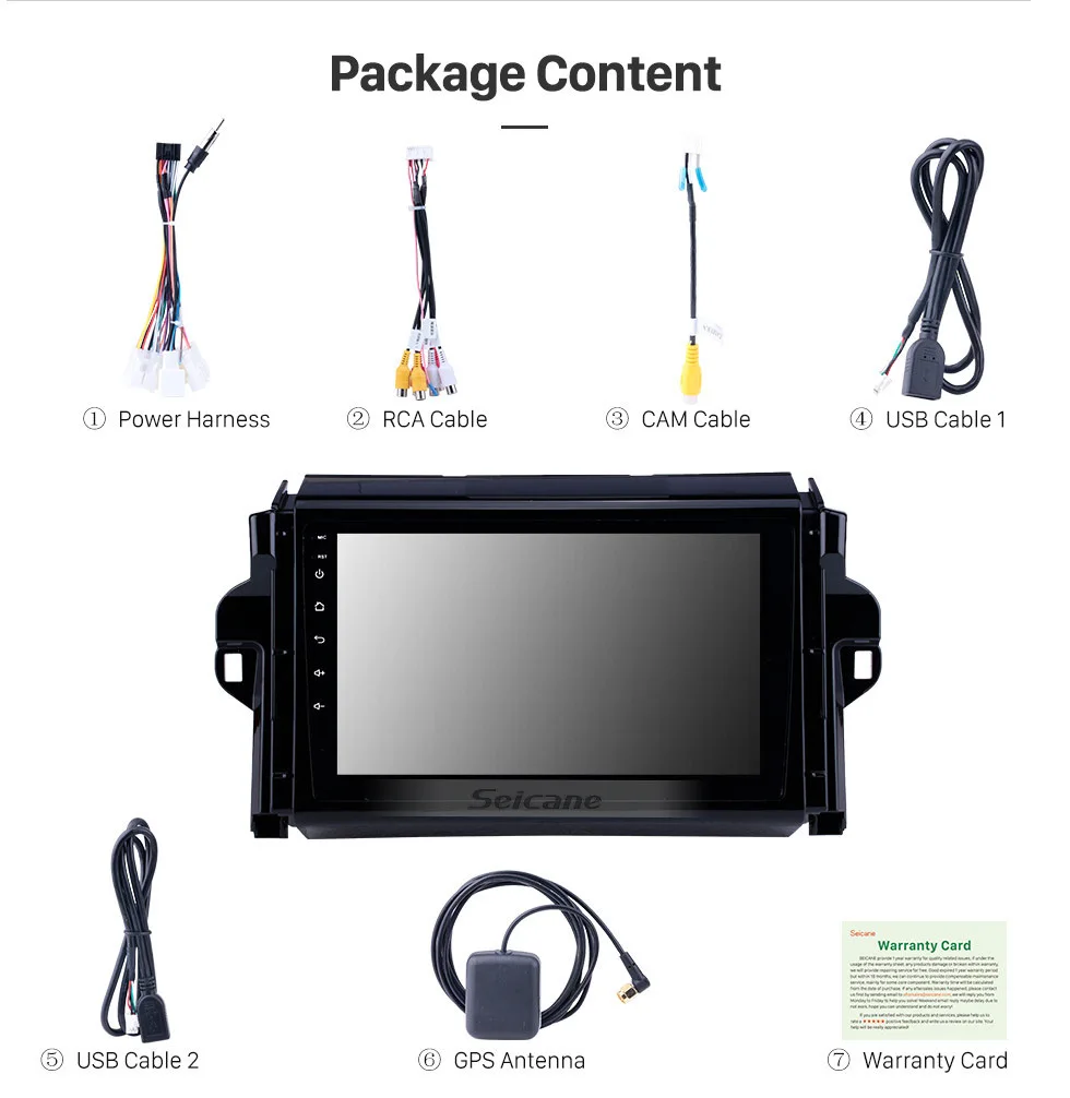 Seicane 2din 9 дюймов Android 8,1 gps Автомагнитола для- TOYOTA FORTUNER/Скрытый мультимедийный плеер сенсорный экран WiFi головное устройство