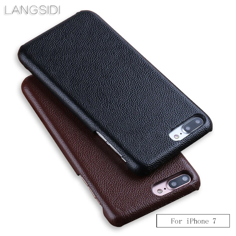 

Luxury For iPhone 7 case handmade Luxury Genuine Leather small litchi texture back cover