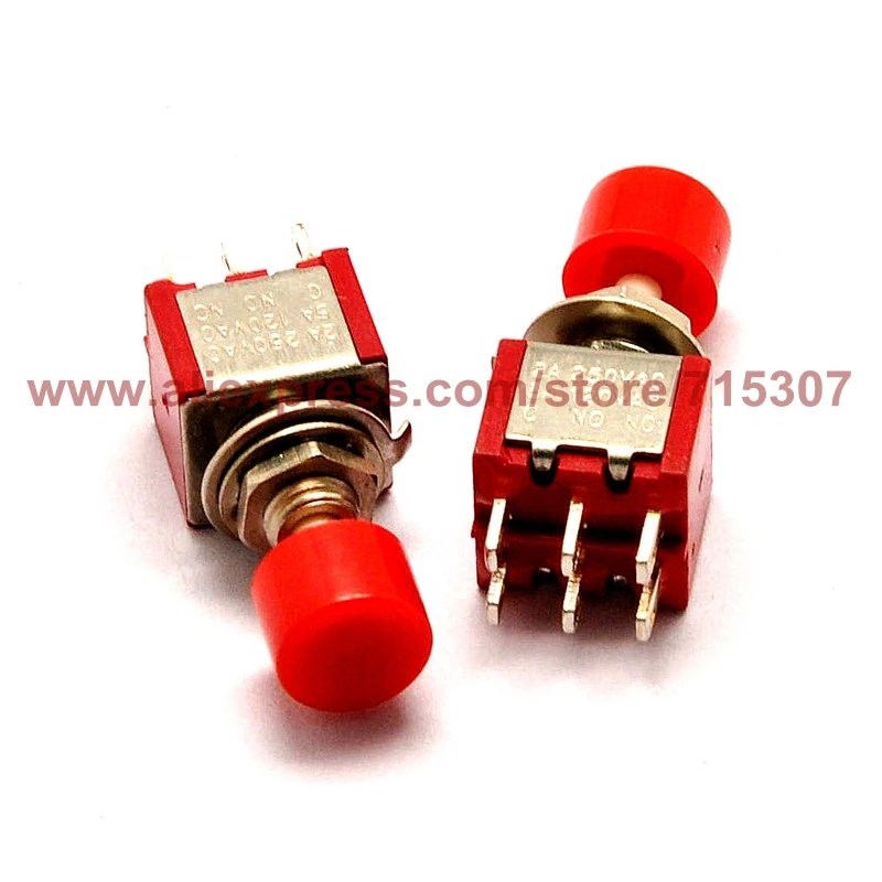PHISCALE 5 шт. Красный кнопочный переключатель DS-622 6pin без блокировки 6 мм |