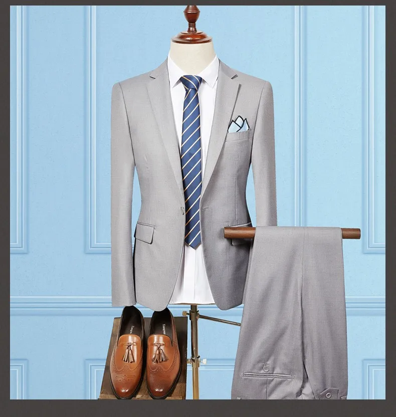 (Пиджак + жилет брюки) мужской костюм на одной пуговице модный шерстяной