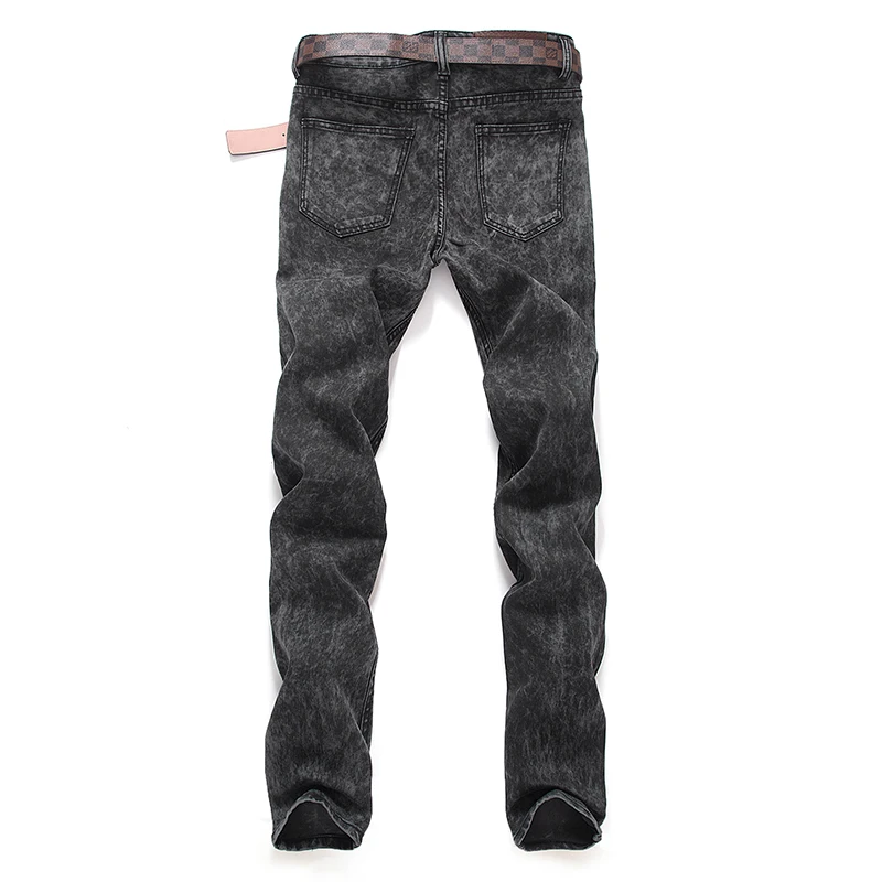 

Left ROM 2019 New Men's Boutique Fashion Grey Slim Leisure Jeans / Male Casual Little Feet Jeans / Men Cowboy Trousers Pants