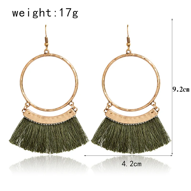 Naomy&ampZP Bohemia Tassel Drop Earrings Women Round Dangle Big Long Statement Ethnic 2017 Fashion Jewelry Accessories | Украшения и