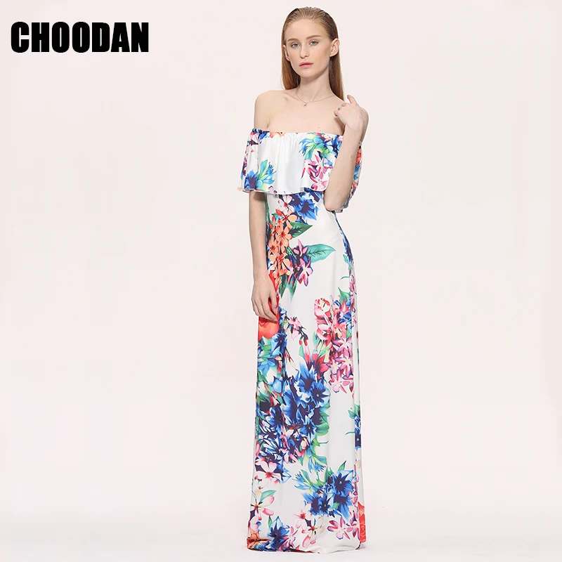 Платье женское повседневное в стиле бохо длинное платье-карандаш пол с цветочным