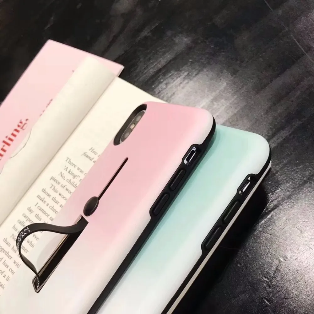 Модный градиентный цветной чехол для iPhone X 6 S 7 8 Plus скрытый Держатель подставка
