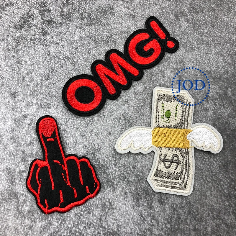JOD OMG Красная Вышивка Байкерская нашивка аппликация для одежды наклейка утюжок на