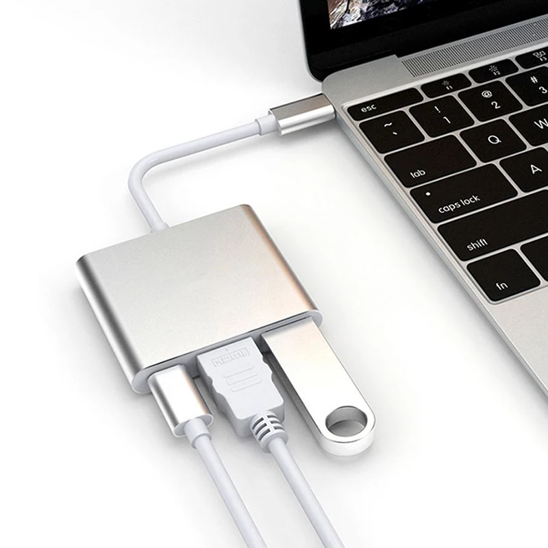 USB концентратор 3 в 1 с портом 2018 Type C на 4K HDMI|USB-хабы| |