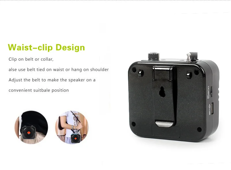 Портативный усилитель голоса обучающий динамик мегафон микрофон Wasit Clip FM TF USB