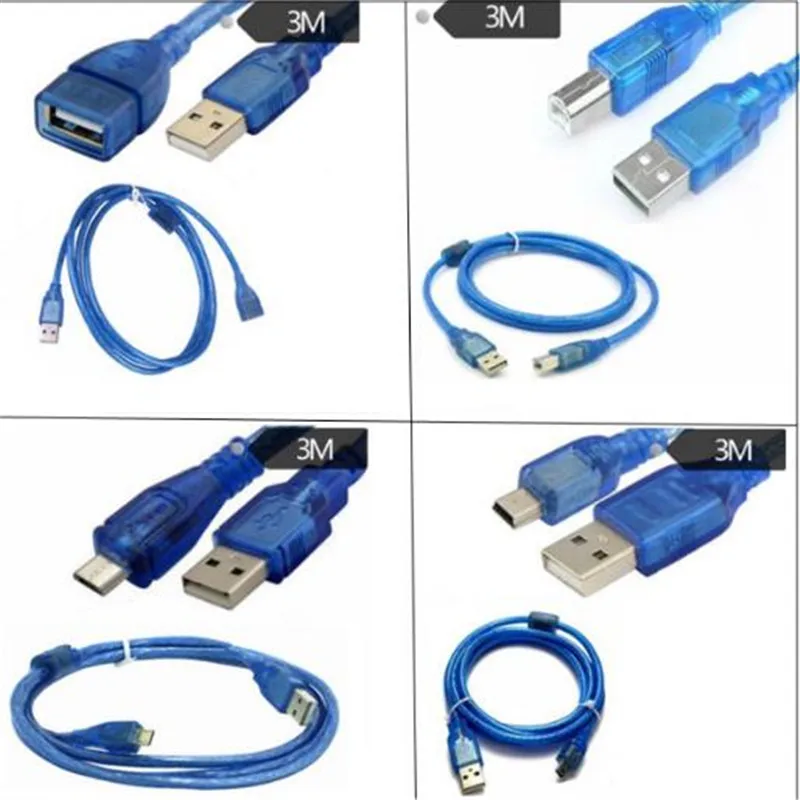 Стандарт USB 2 0 печатная линия прозрачный синий Удлинительный кабель для принтера