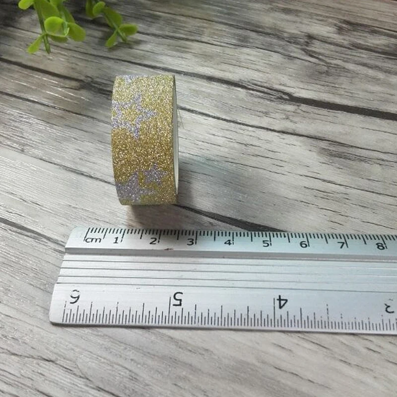 Декоративная золотистая блестящая клейкая лента для творчества 15 мм х 3 м|washi sticky