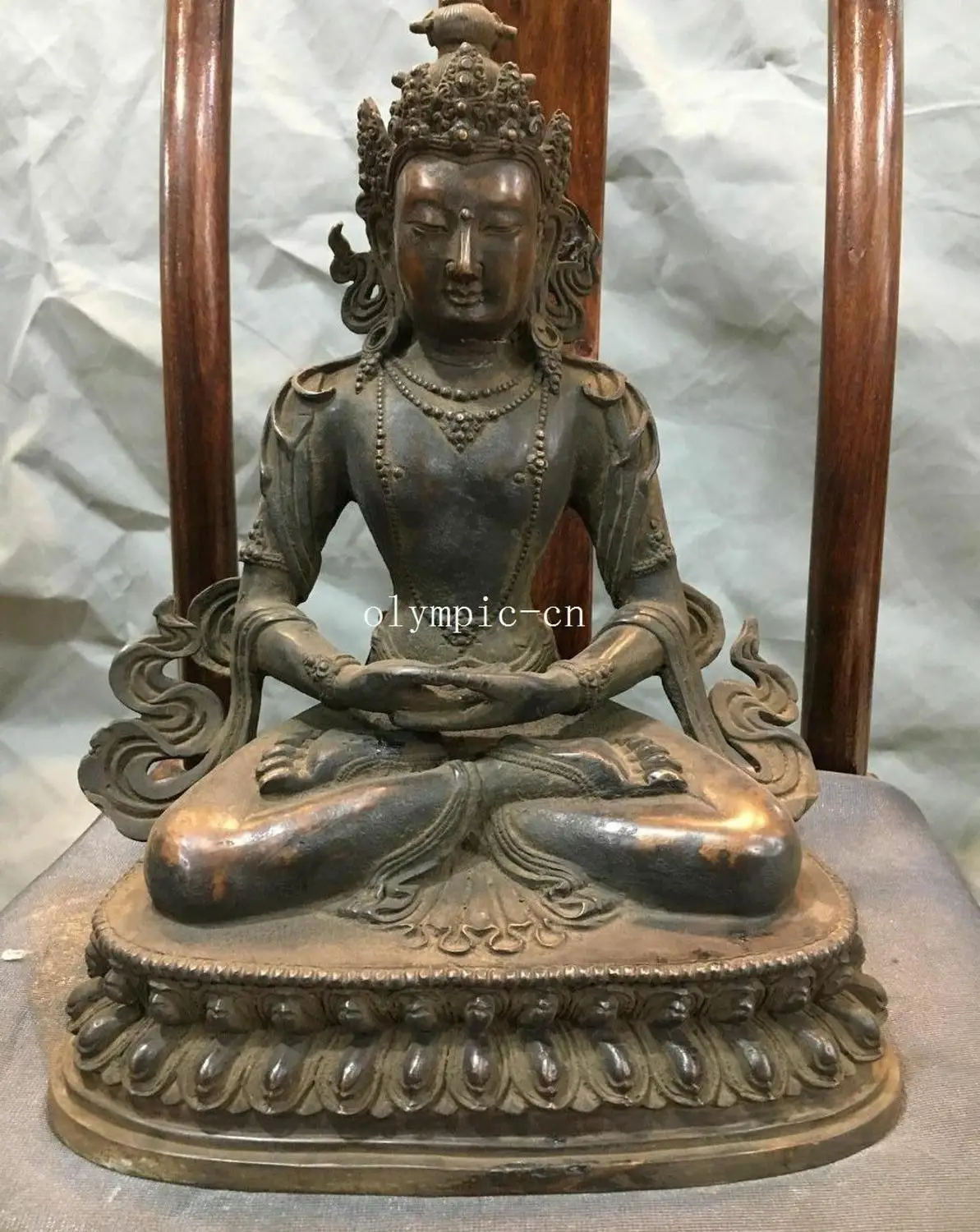

12''Pure red copper Lotus base seat tibetan buddhism Avalokitesvara Bodhisattva