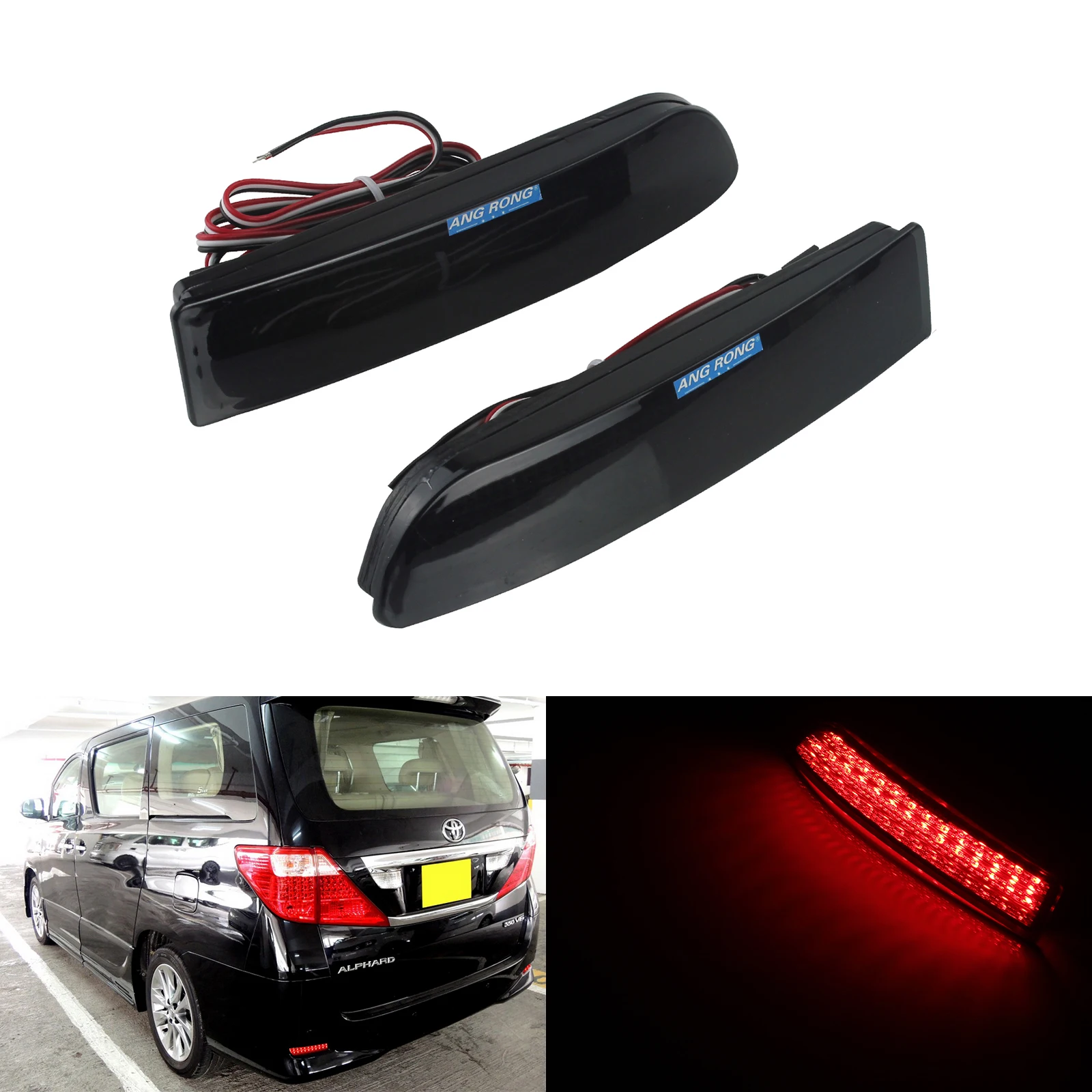 

ANGRONG Rear Bumper Reflector Light For Toyota Avensis Saloon Estate 2.4 Previa Alphard RAV4