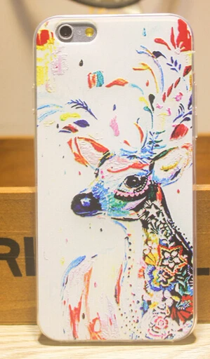 2016 лучшие продажи популярных окрашенные тпу чехол ручная роспись олень для iphone 6