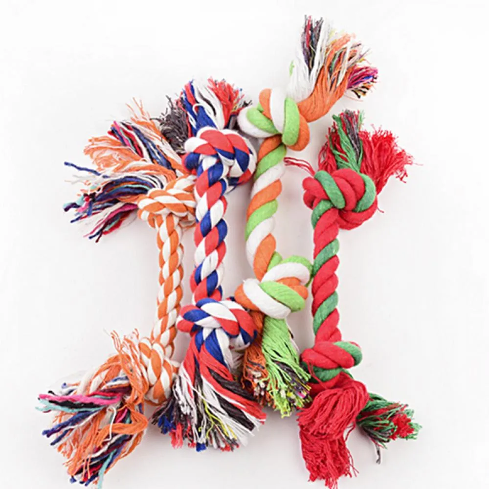 Pet Dog Teeth Clean Puppy Cotton Chew Rope Knot Supplie Durable Braided Bone Toy Funny Tool 17cm (Random) and 18 cm |