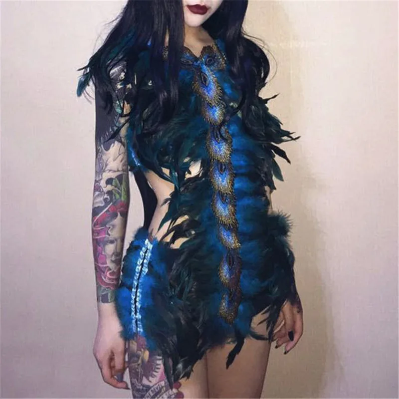 Модные 100% настоящие комбинезоны с перьями павлина Блестящие Блестки вышивка