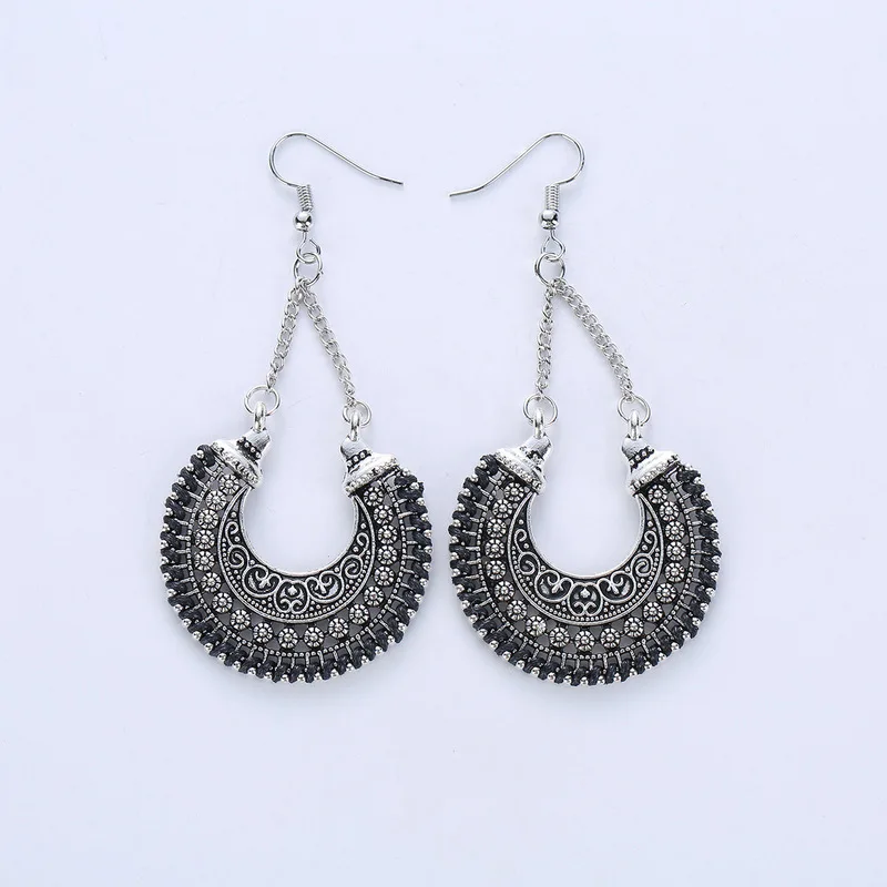 Simple Silver Color Retro Alloy U-shaped Hollow Carved Earrings For Women Fashion Vintage Lady Brinco Jewelry Ornament | Украшения и