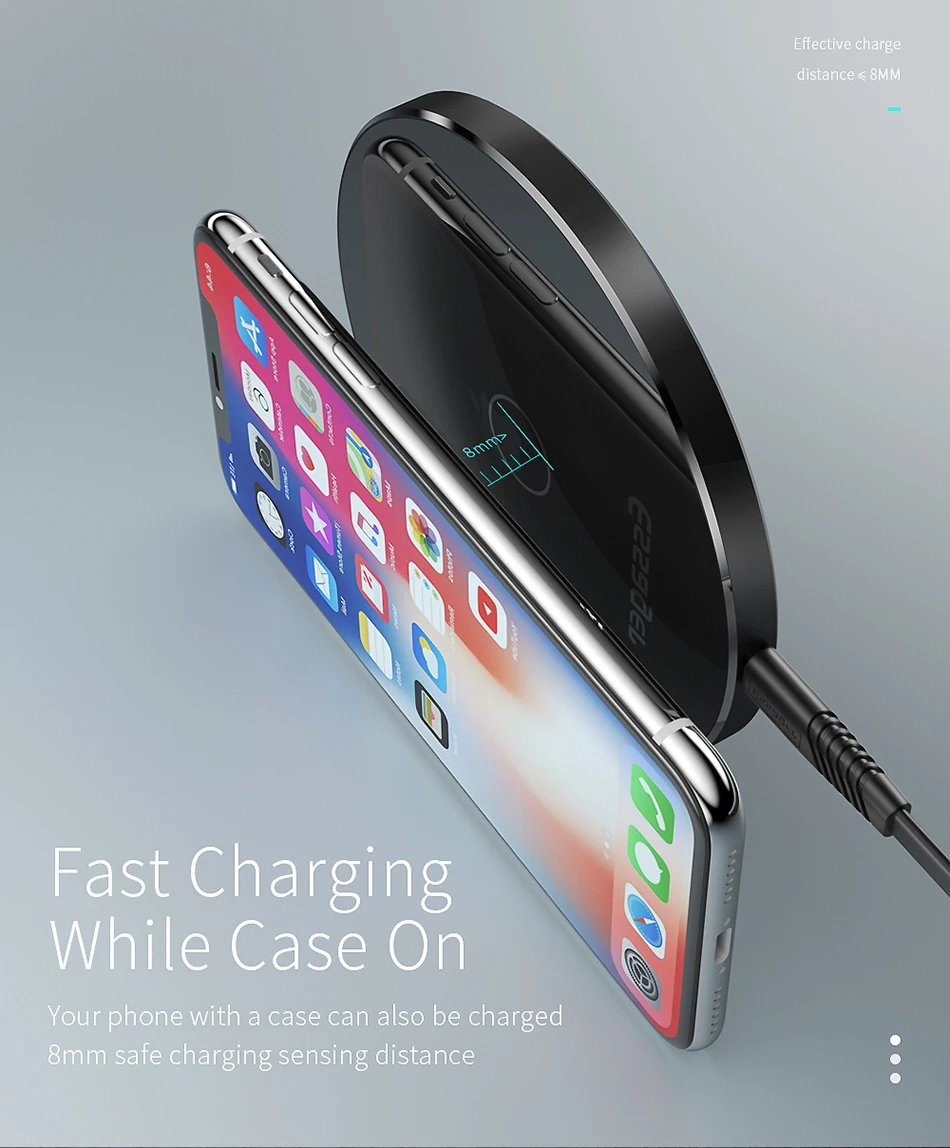 Беспроводное зарядное устройство Essager 10 Вт Qi для iPhone 11 Pro X XR XS Max, беспроводное зарядное устройство для samsung S10 Xiaomi Mi 9