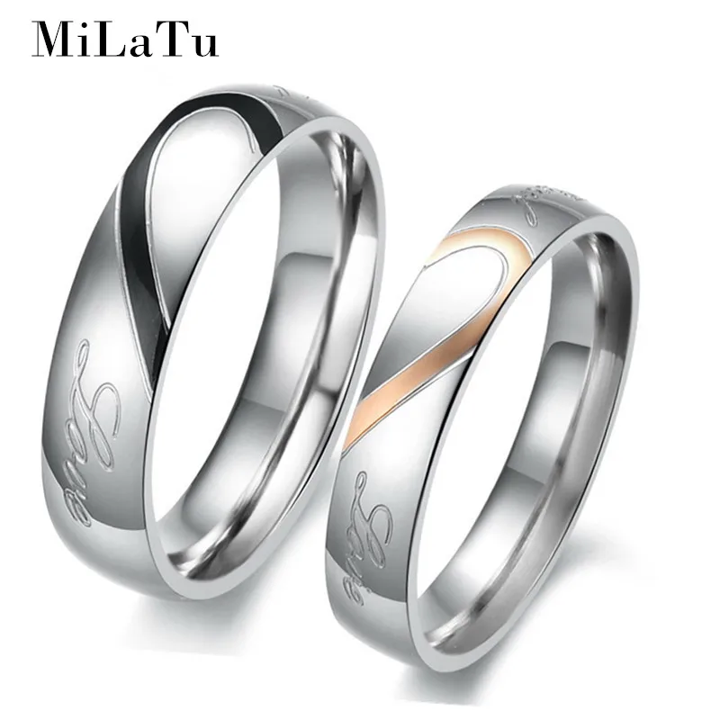 Романтические обручальные кольца для женщин и мужчин из нержавеющей стали