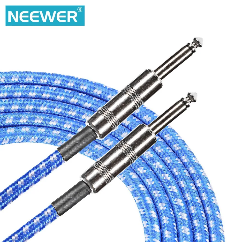 Neewer ZB-24 10 футов/3 метра гитара кабель со стандартным 1/4 дюймов прямой штекер синий