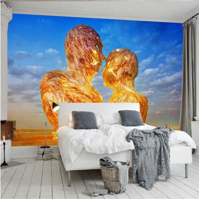 beibehang European modern simple retro abstract couple portrait head background wall custom large fresco silk wallpaper | Обустройство