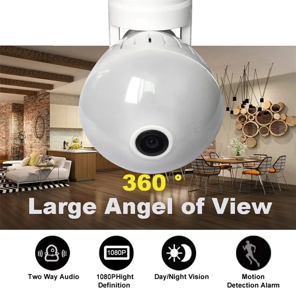 Wifi ip-камера, ламповый светильник, беспроводной, 1080 P, 3MP, HD 360, рыбий глаз, панорамный светильник, для домашнего видеонаблюдения, Безопасности, видеонаблюдения, IP cam