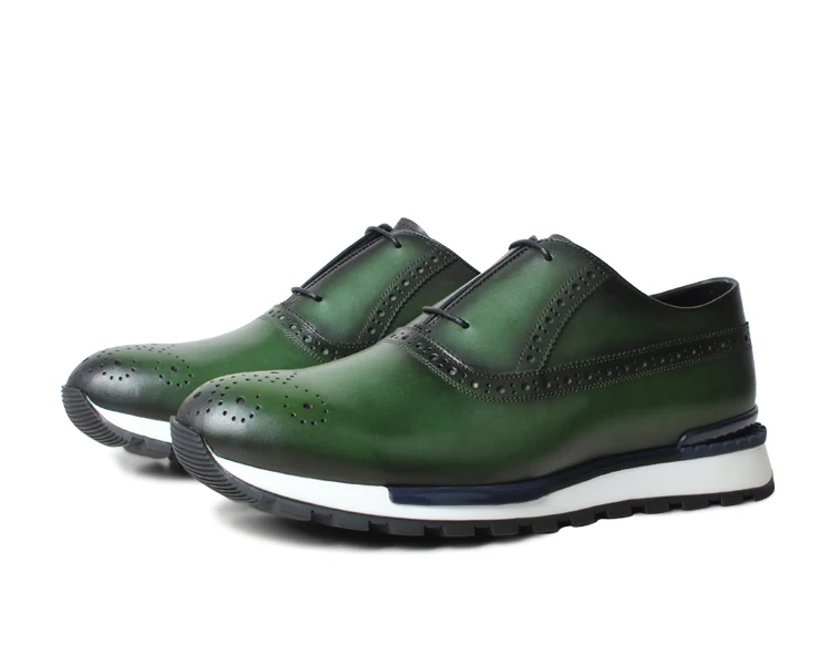 Green VIKEDUO/Новые летние мужские кроссовки из натуральной кожи; Мужские броги; повседневная обувь для вождения; спортивная обувь; Лидер продаж; Zapatos de Hombre - Цвет: Green