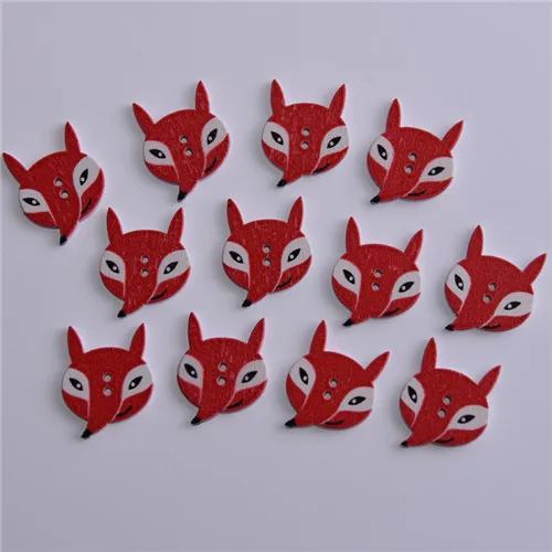 red fox 50 шт смешанные животные 2 отверстия деревянные Кнопки для скрапбукинга ремесла DIY Детские аксессуары для шитья одежды пуговицы украшения - Цвет: red fox