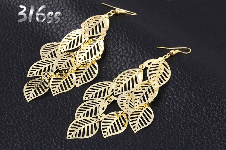 Женские вечерние ничные Винтажные серьги в виде листьев элегантные богемные из