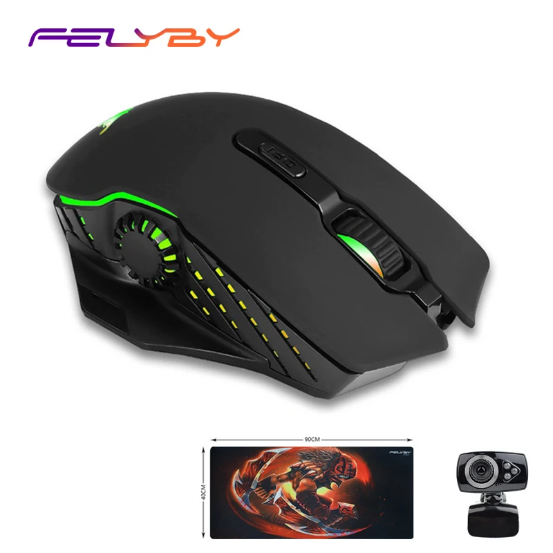 FELYBY CW110 беспроводная мышь dpi 2400 2,4 ГГц ноутбук Настольный компьютер Универсальная удобная мышь+ коврик для мыши камера