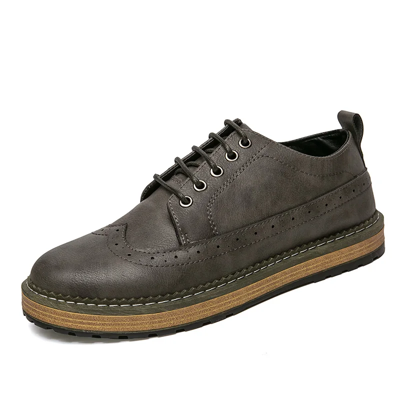 Серый Мужская повседневная обувь на плоской подошве; zapatos hombre; оксфорды; мужские кроссовки из натуральной кожи; дышащая мужская обувь; сезон весна-лето - Цвет: Серый