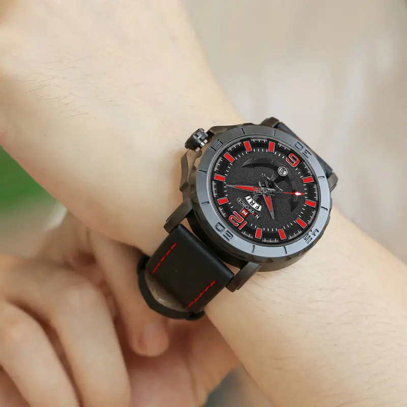Часы наручные NAVIFORCE Мужские кварцевые брендовые водонепроницаемые аналоговые с