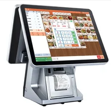15 дюймов двойной сенсорный экран Заказ Еды pos система/точка продажи с ресторанным pos программным обеспечением