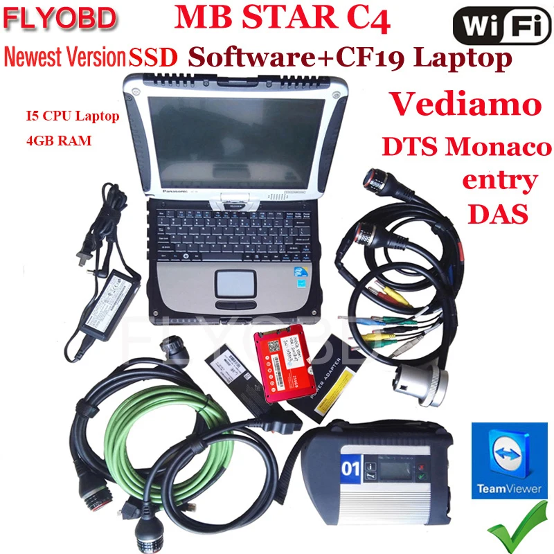 A+++ Качество MB Star C4 SD Подключение с программным обеспечением,09 V SSD ноутбук CF19 PC работа для диагностики ЗВЕЗДЫ c4 диагностический инструмент полный комплект