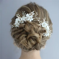 floralbride handmade crystal rhinestone freshwater pearls flower wedding hair comb bridal hair accessories women jewelry