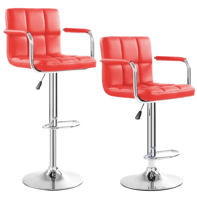 COSTWAY 2 шт. из искусственной кожи Современные регулируемый барный стул с поручнями